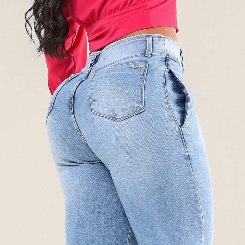 Calça Jeans Feminina Wide Leg Modeladora c/ Elastano Marselha - RX4003