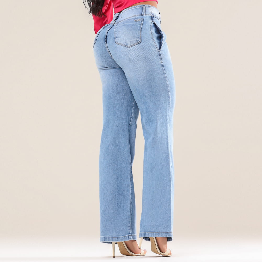Calça Jeans Feminina Wide Leg Modeladora c/ Elastano Marselha - RX4003